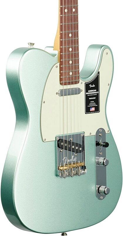 Fender American Pro II Telecaster Electric Guitar, Rosewood Fingerboard (with Case), Mystic Surf Green, USED, Blemished, Full Left Front