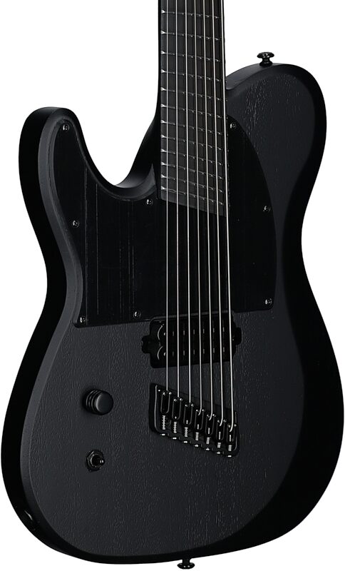Schecter PT7MS Black Ops Electric Guitar, Left-Handed, Satin Black Open Pore, Full Left Front