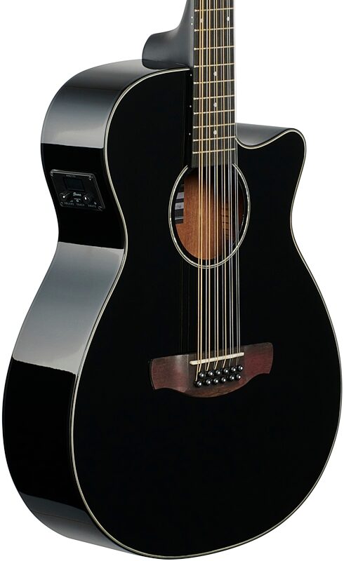 Ibanez AEG5012 Acoustic-Electric Guitar, 12-String, Black, Full Left Front