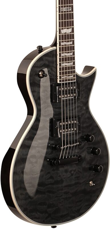 ESP LTD EC-1000 Piezo QM Electric Guitar, See Thru Black, Full Left Front