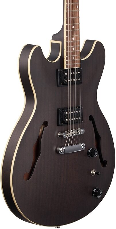 Ibanez AS53 Artcore Semi-Hollowbody Electric Guitar, Flat Transparent Black, Full Left Front