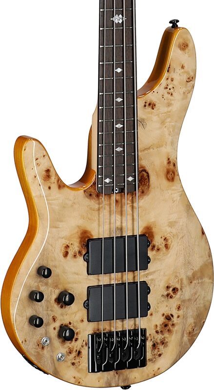 Michael Kelly Pinnacle 4 Electric Bass, Left-Handed, Natural Burl, Full Left Front