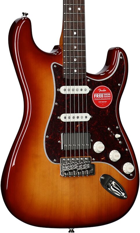 Squier Limited Edition Classic Vibe '60s Stratocaster HSS Electric Guitar, Laurel Fingerboard, Sienna Sunburst, Full Left Front