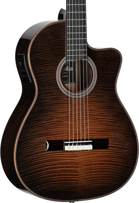 Cordoba Fusion 12 Classical Acoustic-Electric Guitar, Cinnamon Burst, Full Left Front