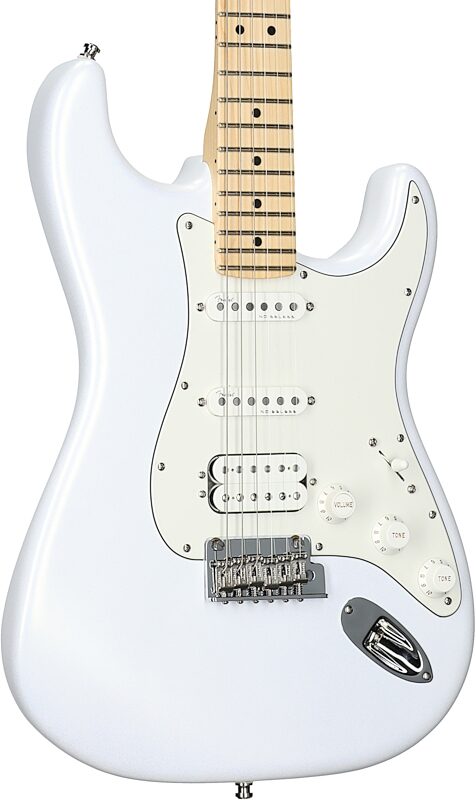 Fender Juanes Stratocaster Electric Guitar, Maple Fingerboard (with Case), Luna White, Full Left Front