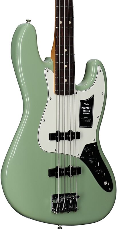 Fender Player II Jazz Electric Bass, with Rosewood Fingerboard, Birch Green, Full Left Front