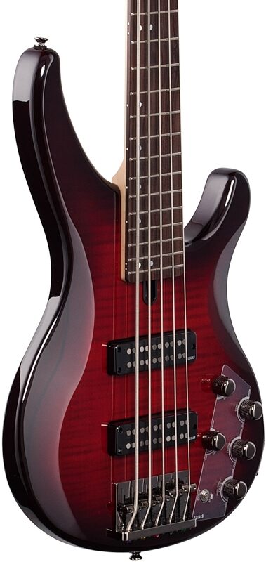 Yamaha TRBX605FM Electric Bass, 5-String, Dark Red Burst, Full Left Front