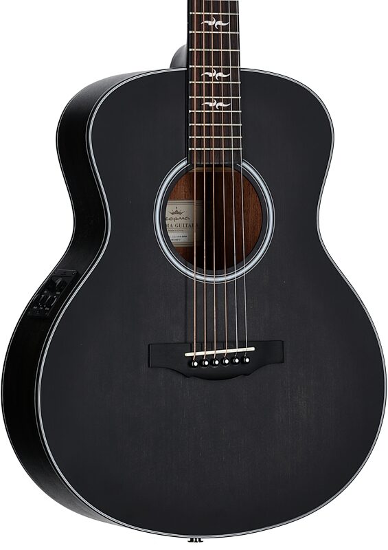 Kepma Club Series M2-131 "Mini 36" Acoustic-Electric Guitar (with Gig Bag), Black, Full Left Front