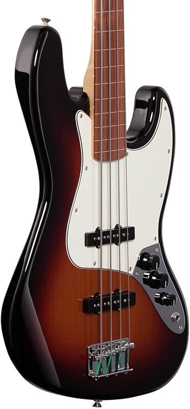 Fender Player Jazz Bass Fretless Pau Ferro, 3-Color Sunburst, Full Left Front