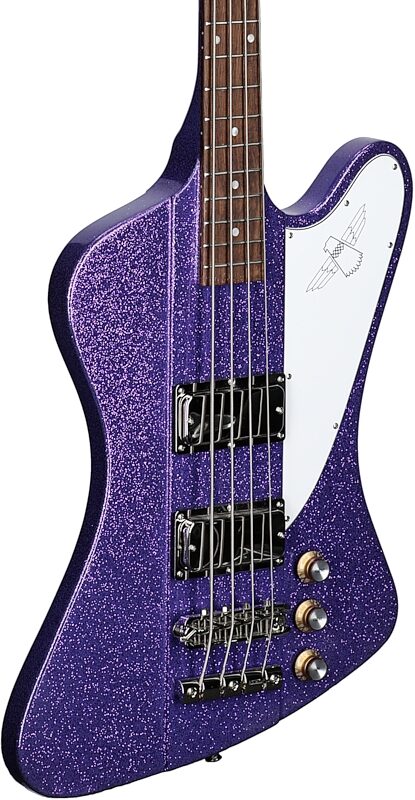 Epiphone Exclusive Thunderbird '64 Purple Sparkle Bass Guitar (with Gig Bag), Purple Sparkle, Full Left Front