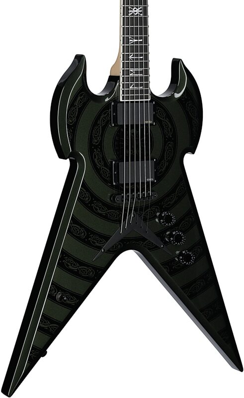 Wylde Audio Warhammer FR Electric Guitar, Norse Dragon BE Green, Full Left Front