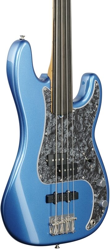 Fender Tony Franklin Fretless Precision Bass with Case, Lake Placid Blue, Full Left Front