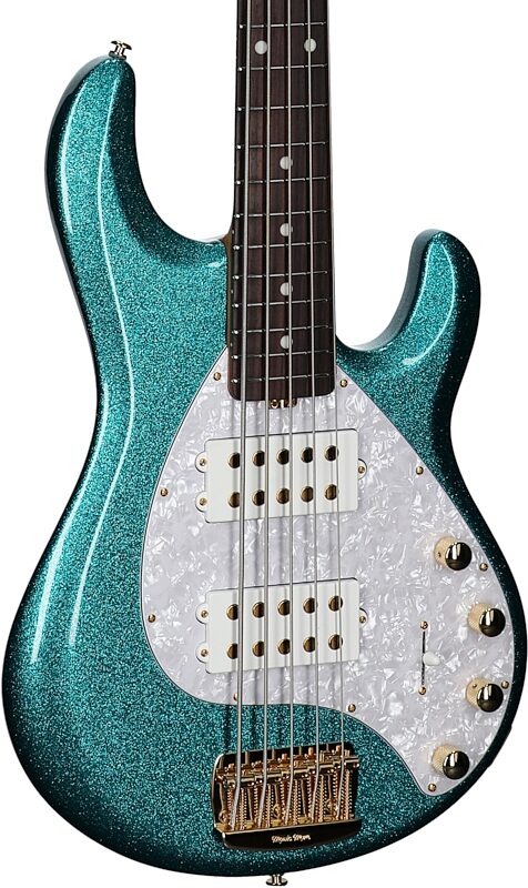 Ernie Ball Music Man StingRay 5 Special HH Electric Bass (with Case), Ocean Sparkle, Full Left Front