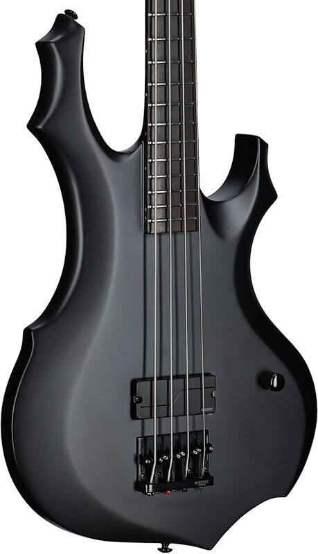 ESP LTD F-4 Electric Bass Guitar, Black Metal, Full Left Front