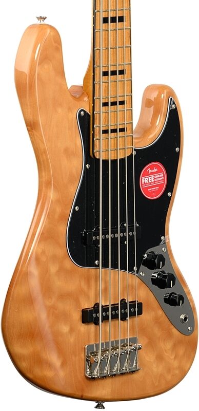 Squier Classic Vibe '70s Jazz V Electric Bass, 5-String, Maple Fingerboard, Natural, Full Left Front