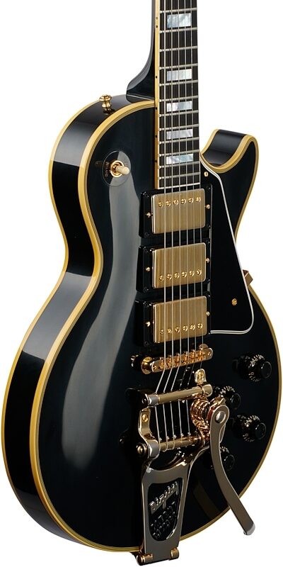 Gibson Custom '57 Les Paul Custom Black Beauty Electric Guitar (with Case), Ebony, with Bigsby, Full Left Front