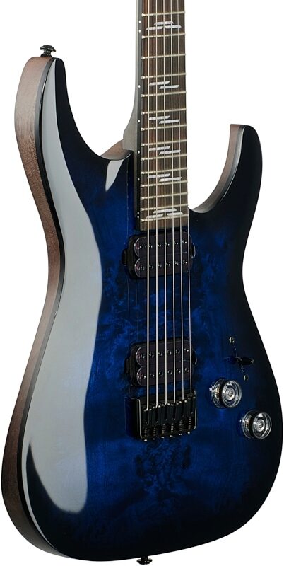 Schecter Omen Elite-6 Electric Guitar, See-Thru Blue Burst, Full Left Front