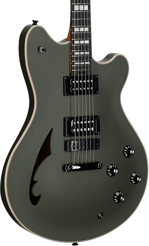 EVH Eddie Van Halen SA-126 Special Electric Guitar (with Case), Solid Matte Army Drab, Full Left Front