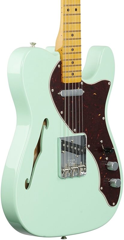 Fender American Original '60s Telecaster Thinline Electric Guitar, Maple Fingerboard (with Case), Surf Green, Full Left Front