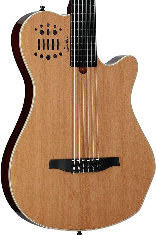 Godin Multiac Grand Concert Classical Acoustic-Electric Guitar (with Gig Bag), Natural, Full Left Front