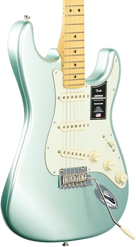 Fender American Pro II Stratocaster Electric Guitar, Maple Fingerboard (with Case), Surf Green, Full Left Front