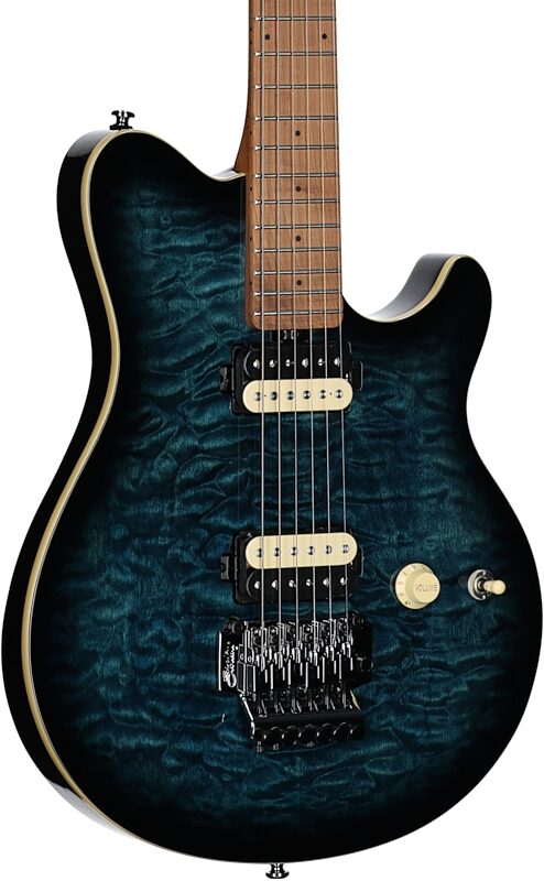Sterling by Music Man Axis AX50QM Electric Guitar, Yucatan Blue, Full Left Front