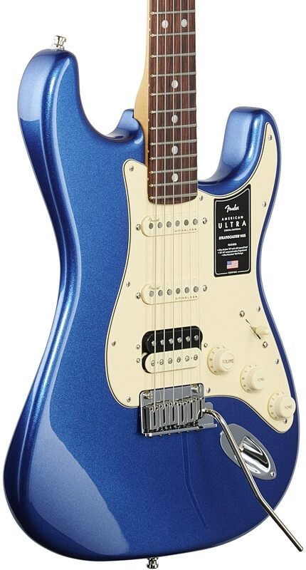 Fender American Ultra Strat HSS Electric Guitar, Rosewood Fingerboard (with Case), Cobra Blue, Full Left Front
