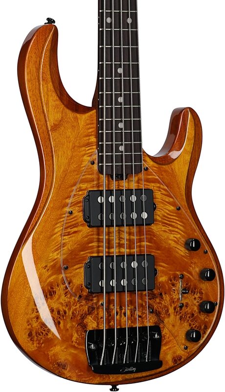 Sterling by Music Man StingRay Ray35HH Electric Bass (with Gig Bag), Amber Poplar, Full Left Front