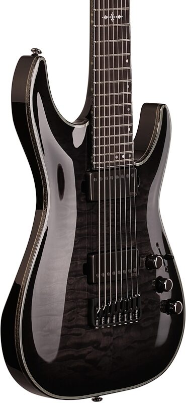 Schecter Hellraiser Hybrid C-8 Electric Guitar, 8-String, Transparent Black Burst, Full Left Front