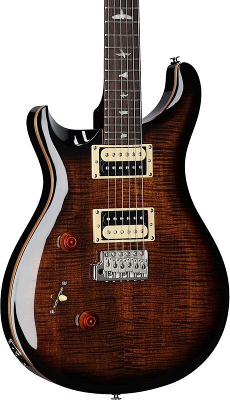 PRS Paul Reed Smith SE Custom 24 Electric Guitar, Left-Handed (with Gig Bag), Black Gold Burst, Full Left Front