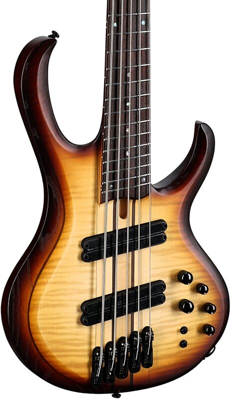 Ibanez BTB705 Bass Workshop Multi-scale Electric Bass, Natural Brown Burst, Full Left Front