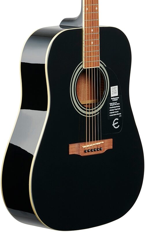 Epiphone FT-100 Acoustic Guitar Player Pack (with Gig Bag), Ebony, Full Left Front