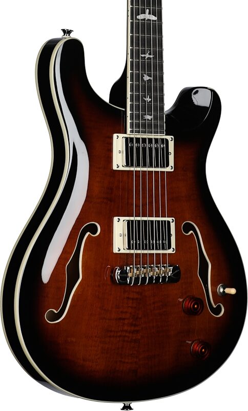 PRS Paul Reed Smith SE Hollowbody II Electric Guitar (with Case), Black Gold Sunburst, Full Left Front
