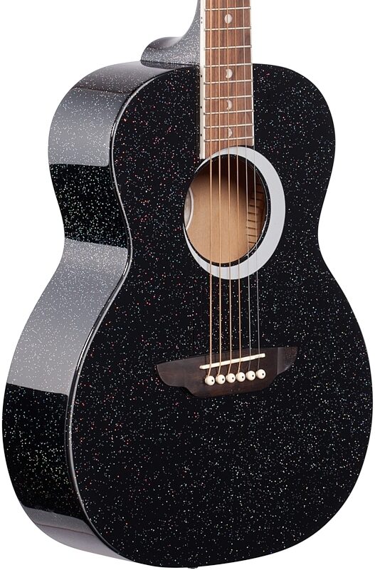 Luna Aurora Borealis 3/4-Size Acoustic Guitar, Black, Full Left Front