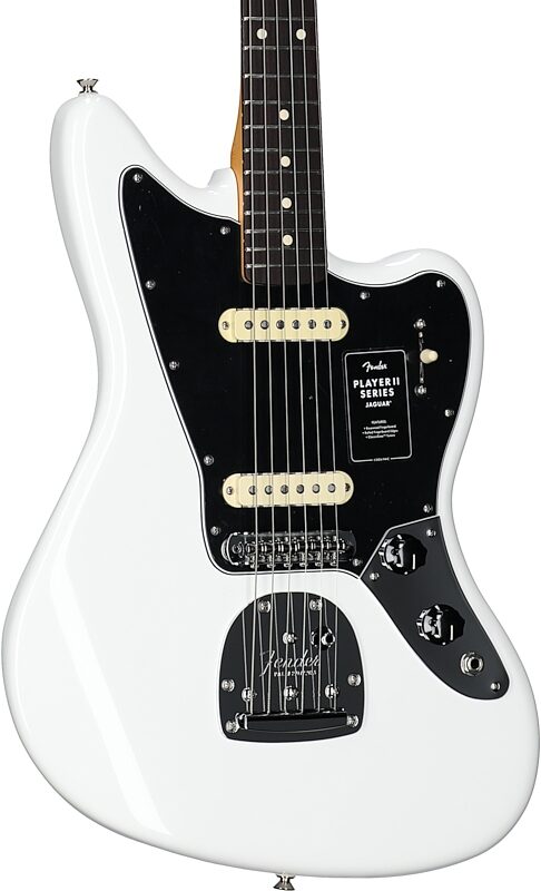 Fender Player II Jaguar Electric Guitar, with Rosewood Fingerboard, Polar White, Full Left Front