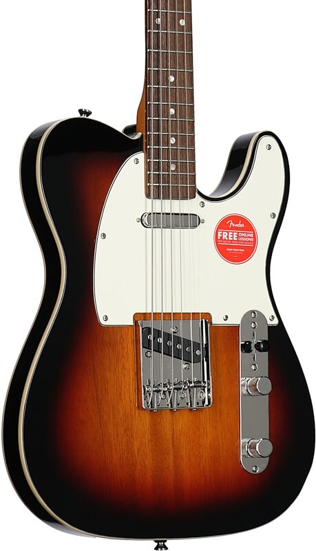 Squier Classic Vibe Baritone Custom Telecaster Electric Guitar, with Laurel Fingerboard, 3-Color Sunburst, Full Left Front