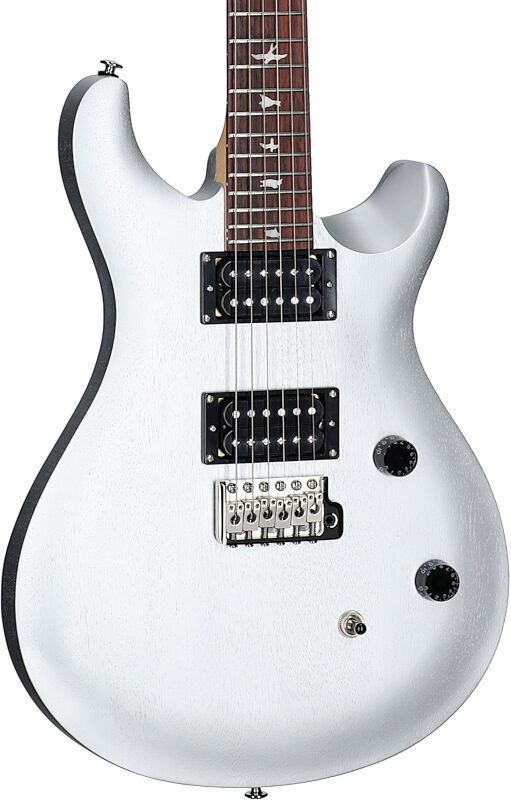PRS Paul Reed Smith SE CE24 Standard Satin Electric Guitar (with Gig Bag), Metallic Silver, Full Left Front