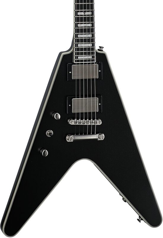 Epiphone Flying V Prophecy Electric Guitar, Left-Handed (with Gig Bag), Aged Jet Black Metallic, Full Left Front