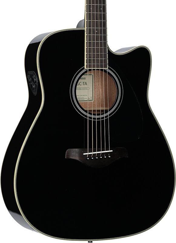 Yamaha FGC-TA Cutaway TransAcoustic Guitar, Black, Full Left Front