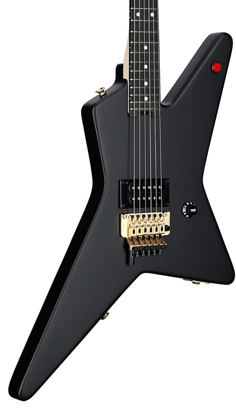 EVH Eddie Van Halen Star Limited Edition Electric Guitar (with Gig Bag), Satin Black, with Gold Hardware, Full Left Front