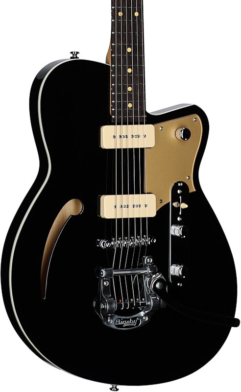 Reverend Club King 290 Electric Guitar, Midnight Black, Full Left Front