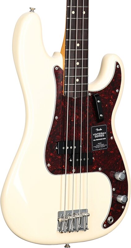 Fender Vintera II '60s Precision Electric Bass, Rosewood Fingerboard (with Gig Bag), Olympic White, Full Left Front