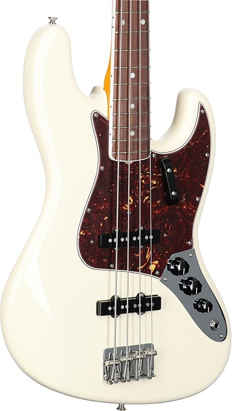 Fender American Vintage II 1966 Jazz Electric Bass, Rosewood Fingerboard (with Case), Olympic White, Full Left Front