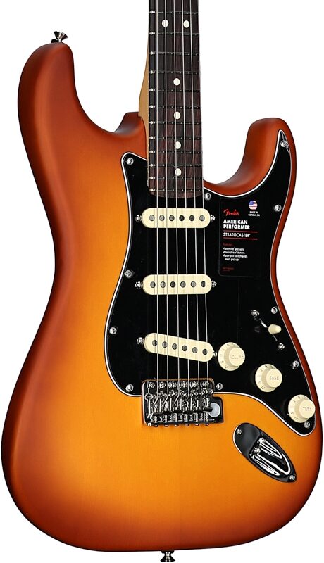 Fender Limited Edition American Performer Timber Stratocaster Electric Guitar, with Rosewood Fingerboard, Honey, Full Left Front