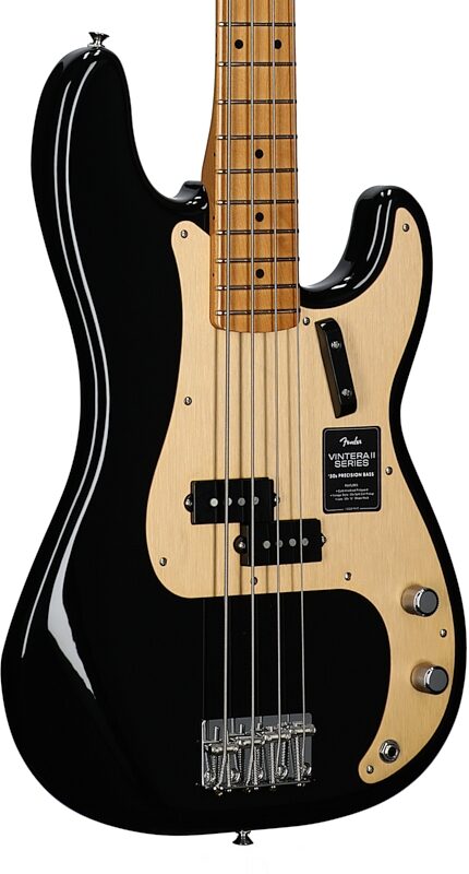 Fender Vintera II '50s Precision Electric Bass, Maple Fingerboard (with Gig Bag), Black, Full Left Front
