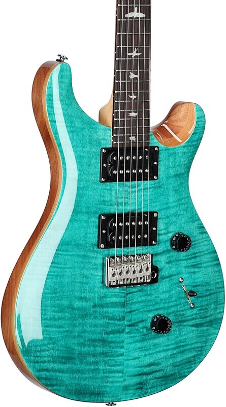 PRS Paul Reed Smith SE Custom 24 Electric Guitar (with Gig Bag), Turquoise, Blemished, Full Left Front