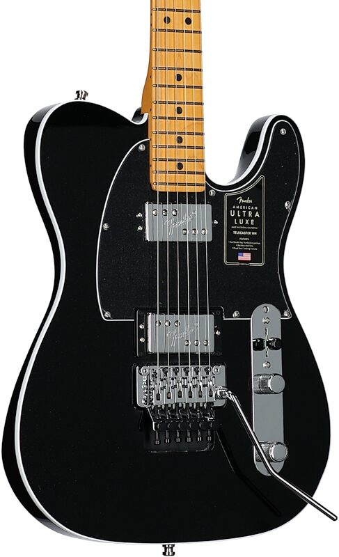 Fender American Ultra Luxe Telecaster FR HH Electric Guitar (with Case), Mystic Black, Full Left Front