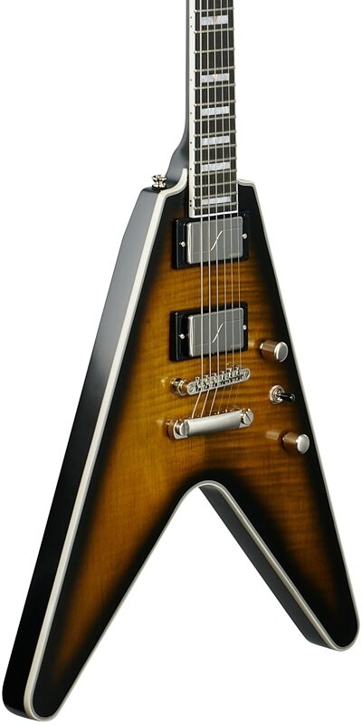 Epiphone Flying V Prophecy Electric Guitar, Yellow Tiger Aged Gloss, Full Left Front