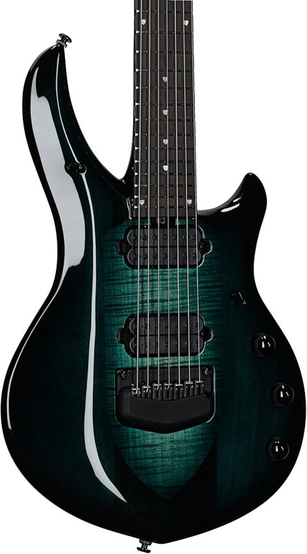 Ernie Ball Music Man Majesty 7 Electric Guitar, 7-String (with Case), Enchanted Flame Maple, Full Left Front