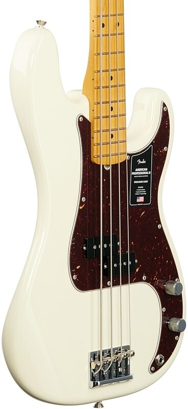 Fender American Pro II Precision Electric Bass, Maple Fingerboard (with Case), Olympic White, Full Left Front